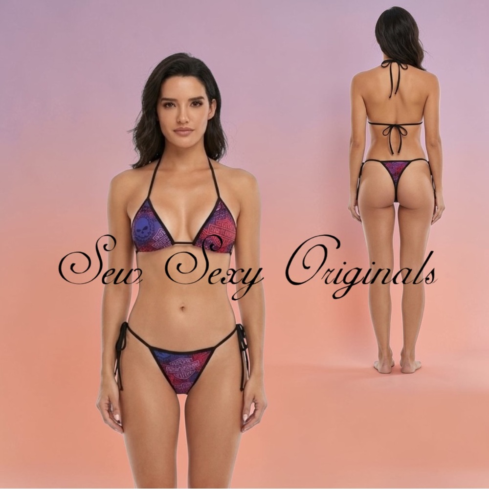 Harley Davidson Thong Bikini Set Swimwear
